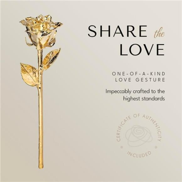 Forever Rose Real 24K Gold Rose, Genuine Kind Rose Hand Dipped in 24K Gold Roses - Picture 4 of 7